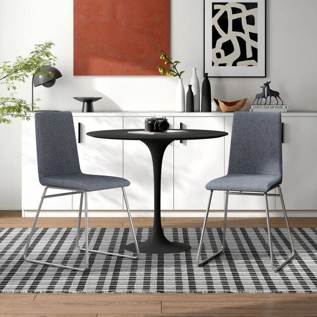 Set of 2 dining chairs with folding backrest & metal frame upholstered kitchen chair Set of 2 dining chairs with folding backrest & metal frame upholstered kitchen chair