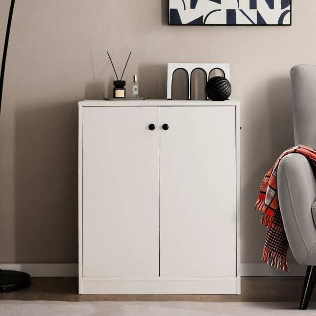 Storage Cabinet with 3 Shelves-White Storage Cabinet with 3 Shelves-White