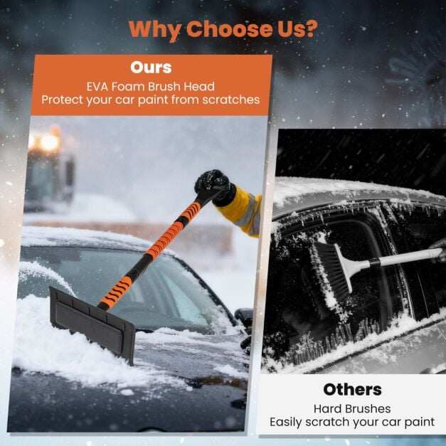 2-ühes pikendatav lumelabidas 104 cm jääkaabits - oranž