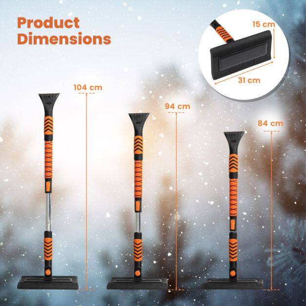2-ühes pikendatav lumelabidas 104 cm jääkaabits - oranž