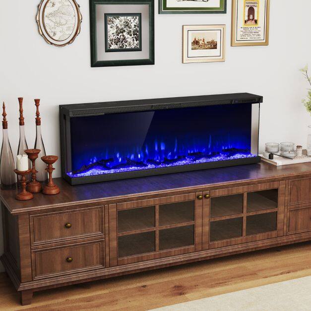 Costway 3 Sided Electric Fireplace 50 inch Recessed/Wall-Mounted/Freestanding Fire Place Heater