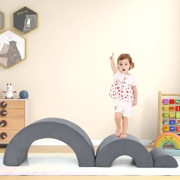 3 Piece Toddlers Climbing Toys with Elastic Filling-Grey