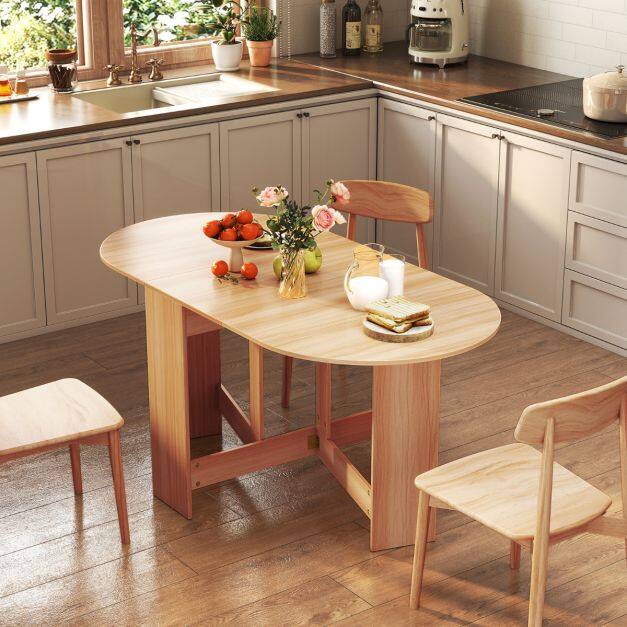 Modern Design Multipurpose Folding Dining Work Table, Table with 163 x 80 x 75 cm Natural Wood