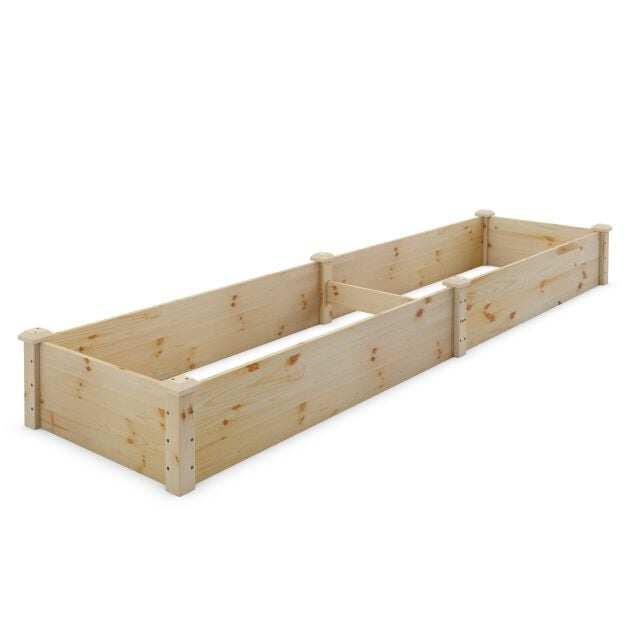 Ristkülikukujuline köögiviljapeenar kuusepuidust 240 x 60 x 25 cm kõrge lillekast avatud alusega puu- ja köögiviljadele