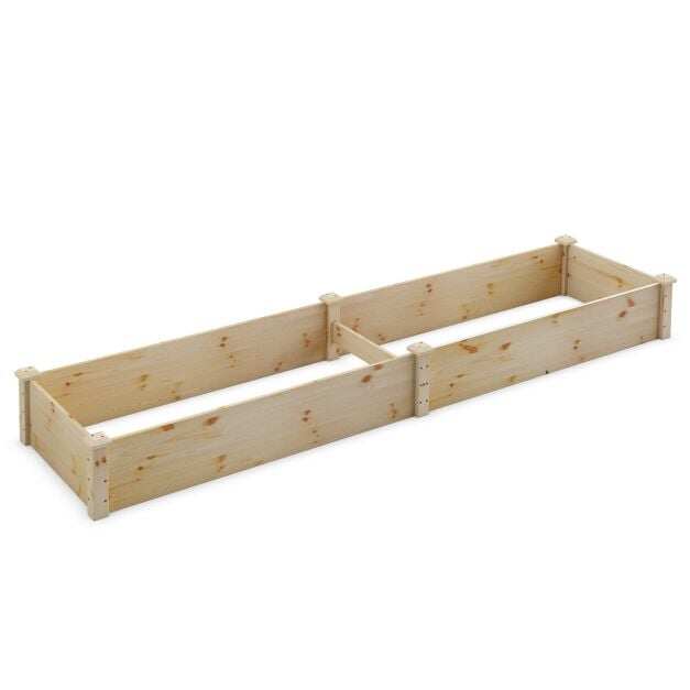 Ristkülikukujuline köögiviljapeenar kuusepuidust 240 x 60 x 25 cm kõrge lillekast avatud alusega puu- ja köögiviljadele