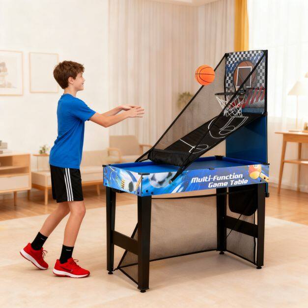 10-in-1 Game Table Set, Multi-Game Table with Billiards, Hockey, Table Tennis, Basketball, Football, Shooting, Pinball, Darts, Blue
