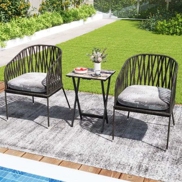 4 kokkupandava aialaua komplekt, ilmastikukindlad puidust bistroolauad, 48 x 40 x 67 cm, must