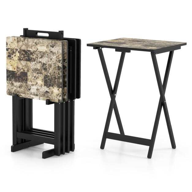4 kokkupandava aialaua komplekt, ilmastikukindlad puidust bistroolauad, 48 x 40 x 67 cm, must