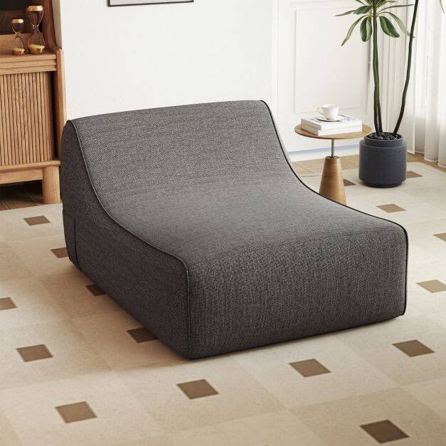 Ergonomic Lazy Sofa with Removable Cover and Non-Slip Base, L-Shaped Inflatable Lounge Chair for Living Room, Grey Ergonomic Lazy Sofa with Removable Cover and Non-Slip Base, L-Shaped Inflatable Lounge Chair for Living Room, Grey