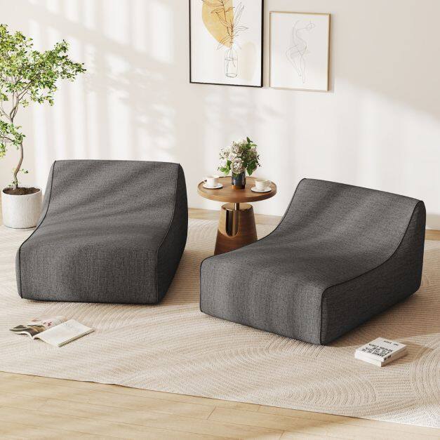 Ergonoomiline laiskdiivan eemaldatava katte ja libisemiskindla alusega, L-kujuline täispuhutav tugitool elutuppa, hall