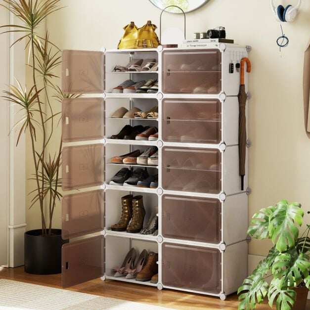 Entryway Shoe Cabinet with Removable Plastic Shelves, 10-Tier Shoe Rack for 40 Pairs Entryway Shoe Cabinet with Removable Plastic Shelves, 10-Tier Shoe Rack for 40 Pairs