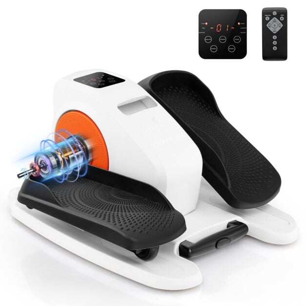 Costway Under Desk Elliptical Machine with Display Screen and Remote Control-White Costway Under Desk Elliptical Machine with Display Screen and Remote Control-White