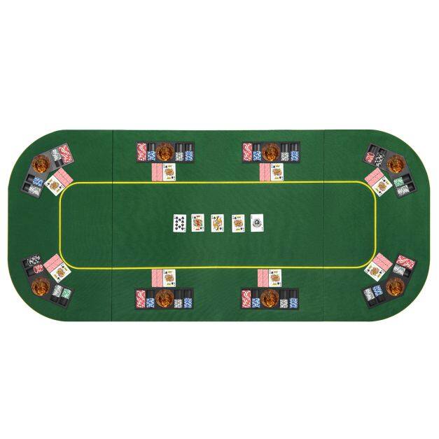 201 x 90 CM 8-Player Foldable Poker Table Top Texas Hold’em Poker Card Tabletop Layout-Green