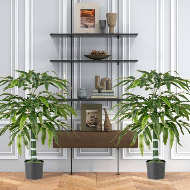 100 cm kunstbambuspuu komplekt (2 tk), plastpott ja reguleeritavad oksad