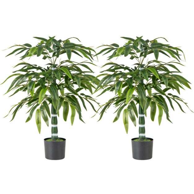 100 cm kunstbambuspuu komplekt (2 tk), plastpott ja reguleeritavad oksad