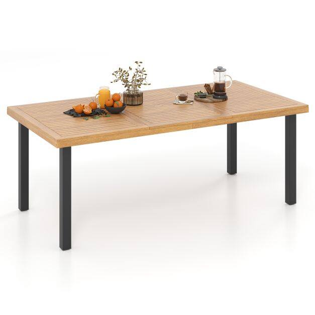 200 x 100 cm suur terrassilaud akaatsiapuidust lauaplaadi ja vastupidavate metalljalgadega