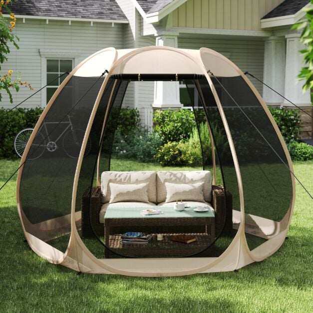 3 X 2.8 M Pop up Mesh Screen House for 4-6 People-Sand 3 X 2.8 M Pop up Mesh Screen House for 4-6 People-Sand