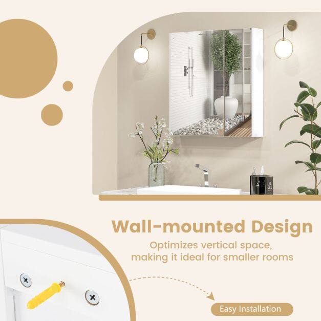 Ravimikapp peegli ja kahekordsete peegelustega - valge