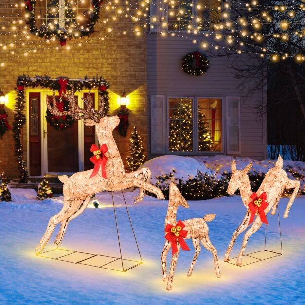 3 Piece Lighted Christmas Reindeer with 255 Warm White Lights 3 Piece Lighted Christmas Reindeer with 255 Warm White Lights