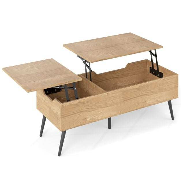 Costway Lift Top Coffee Table Modern Center Table with 2 Hidden Storage Compartments-Natural Costway Lift Top Coffee Table Modern Center Table with 2 Hidden Storage Compartments-Natural
