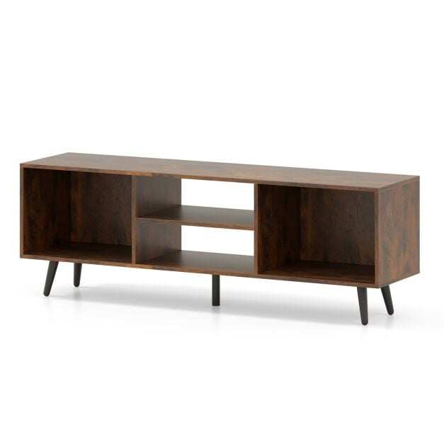 Costway 120cm Mid Century Modern TV Stand with Shelves and 5 Metal Legs-Rustic Brown Costway 120cm Mid Century Modern TV Stand with Shelves and 5 Metal Legs-Rustic Brown