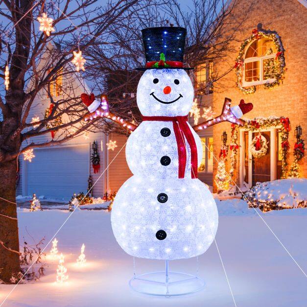 1.8 m Pop-up Christmas Snowman with 200 Cold White LED Lights and Zip Ties