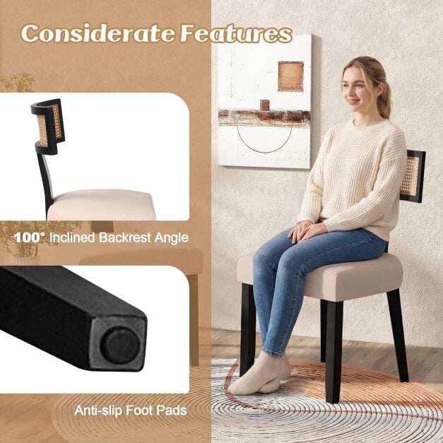 2 söögitooli komplekt, linase kangaga polsterdatud aktsenttoolid - must