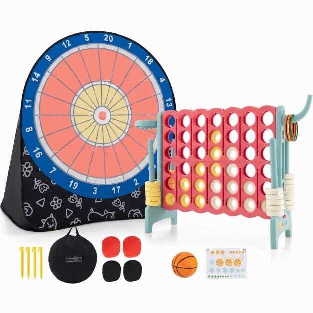 2-in-1 Giant Games Set with Connect 4 and Soccer Dart Board 2-in-1 Giant Games Set with Connect 4 and Soccer Dart Board