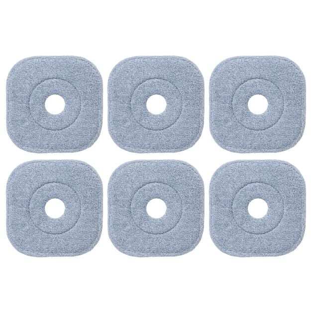 Set of 6 Replacement Mop Heads Microfiber Replacement Mops Removable and Machine Washable Mop Grey + White