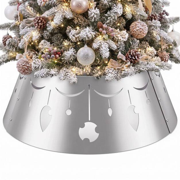 70 cm Metal Christmas Tree Collar Basket with Easy Setup and Storage