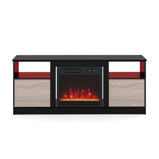 Entertainment Center with 18″ Electric Fireplace and Open & Enclosed Storage Entertainment Center with 18″ Electric Fireplace and Open & Enclosed Storage