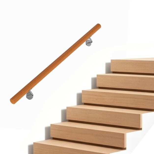 Puidust käsipuu 80 cm, trepikäsipuu, pöögipuidust trepikäsipuu seinakinnitusega