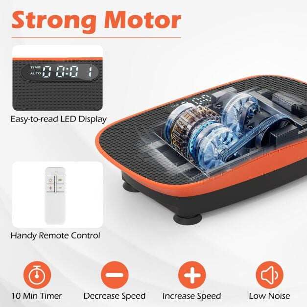 Vibration Plate Exercise Machine for Lymphatic Drainage and Weight Loss with 10 Speed Intensities-Orange Vibration Plate Exercise Machine for Lymphatic Drainage and Weight Loss with 10 Speed Intensities-Orange