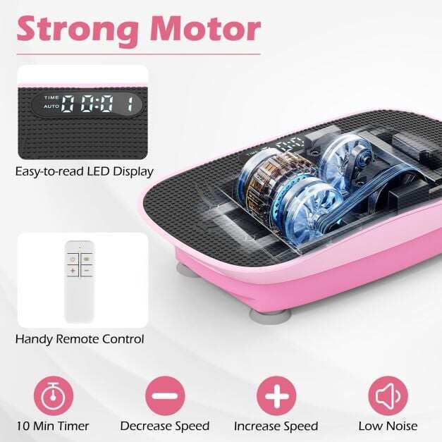 Vibration Plate Exercise Machine for Lymphatic Drainage and Weight Loss with 10 Speed Intensities-Pink Vibration Plate Exercise Machine for Lymphatic Drainage and Weight Loss with 10 Speed Intensities-Pink