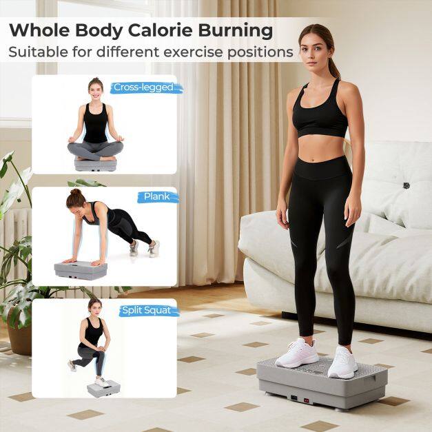 Vibration Plate Exercise Machine with Gravity Sensor and Remote Control-Grey Vibration Plate Exercise Machine with Gravity Sensor and Remote Control-Grey