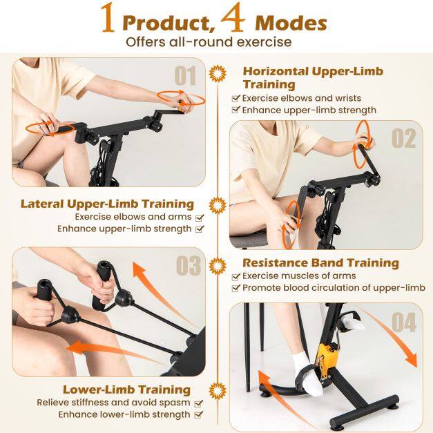 Pedal Exerciser with Adjustable Handgrip for Seniors-Yellow Pedal Exerciser with Adjustable Handgrip for Seniors-Yellow