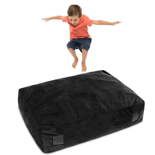 Costway 47 x 35.5 Inch Crash Pad Sensory Mat with Foam Blocks and Washable Cover-Black