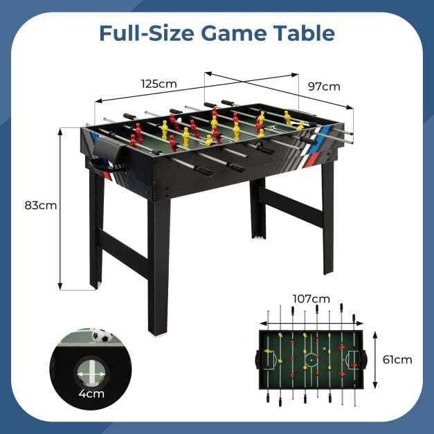 125CM 4-in-1 Multi Games Table with Accessories for Home Play Room-Black