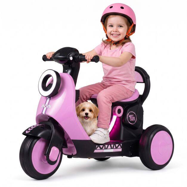 6V Battery Powered Ride on Motorcycle with Light-Up Deck and Music for Kids Aged 3+-Pink 6V Battery Powered Ride on Motorcycle with Light-Up Deck and Music for Kids Aged 3+-Pink