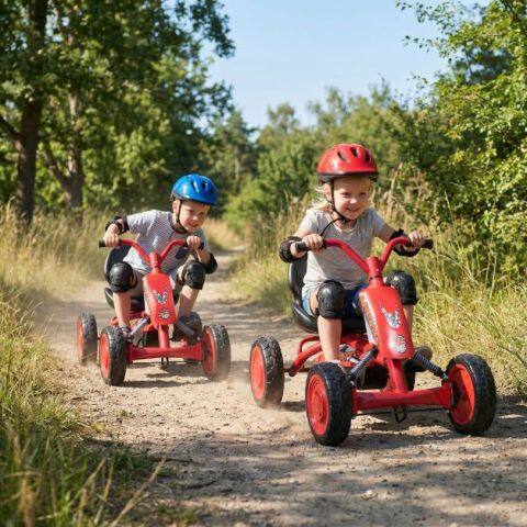 Laste pedaalidega go-kart kahes asendis reguleeritava istmega, laste go-kart 4 kulumiskindla rattaga, kandevõime 30 kg, vanusele 3-8, punane