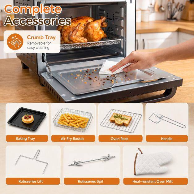 22 L 1800W Air Fryer Toaster Oven Combo 12-in-1 Convection Countertop Oven-Black