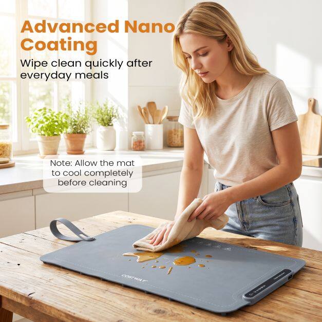 Food Warming Mat with 3 Temperature Settings for Kitchen Appliances-Grey Food Warming Mat with 3 Temperature Settings for Kitchen Appliances-Grey