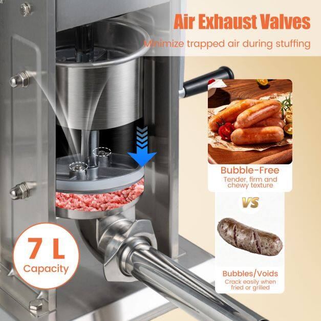 Manual Sausage Stuffer with 2 Speeds & 4 Stuffing Tubes for Commercial Home-15 LBS