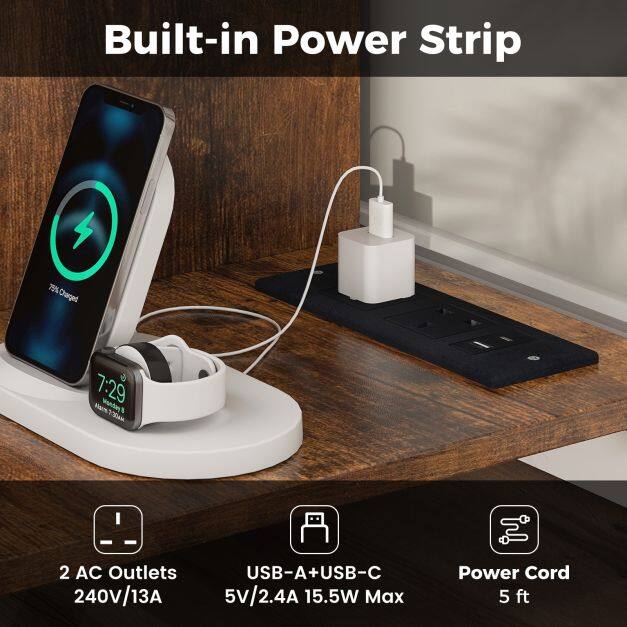 106 CM TV Stand with Power Outlet Open Storage and Adjustable Shelf-Coffee