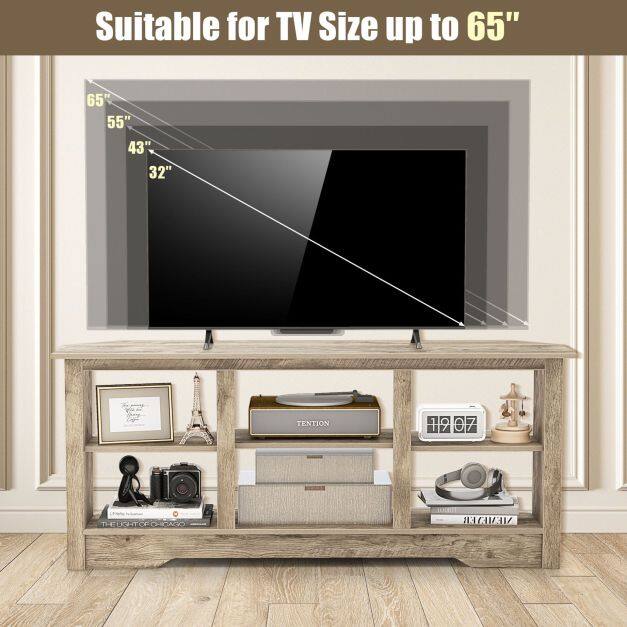 TV Stand and Electric Fireplace Set with Adjustable Flame Effects-Grey TV Stand and Electric Fireplace Set with Adjustable Flame Effects-Grey