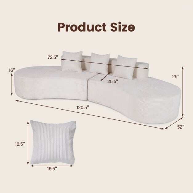 303,5 cm moodulvelvetist diivan, kumer diivan 3 padjaga, kondita nurgadiivan
