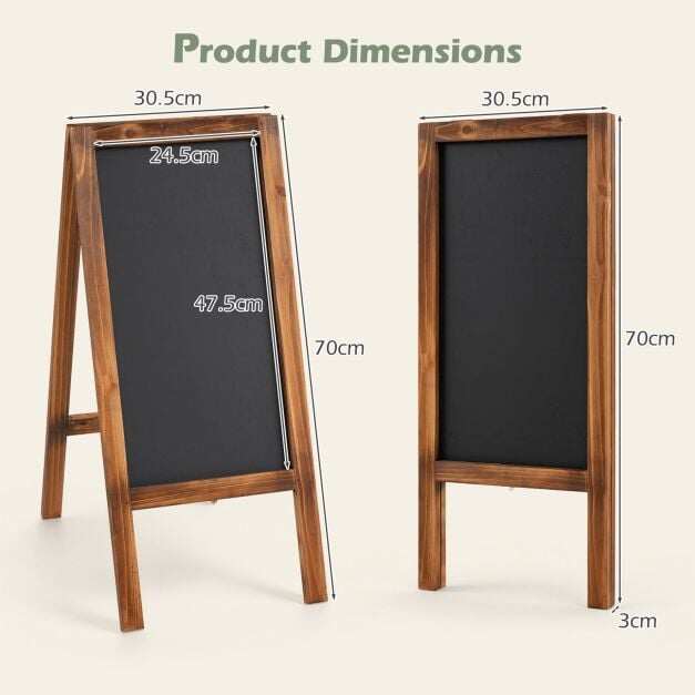Foldable A-Frame Chalk Board Sign Freestanding Floor Chalkboard Easel-Black