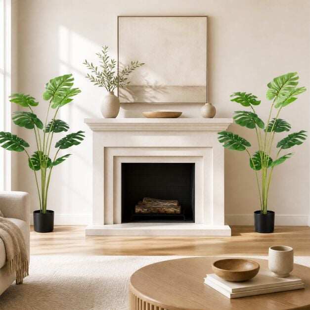 2 Pieces 120 cm Artificial Monstera Deliciosa Plant in Pot