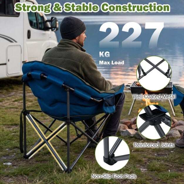 Kokkupandav matkatool, kuni 227 kg, polsterdatud, käetoed, joogialus, kandekott, roheline