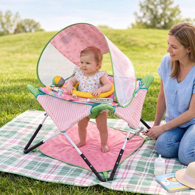 Foldable Baby Jumper Portable Activity Jumper for Infants-Pink Foldable Baby Jumper Portable Activity Jumper for Infants-Pink